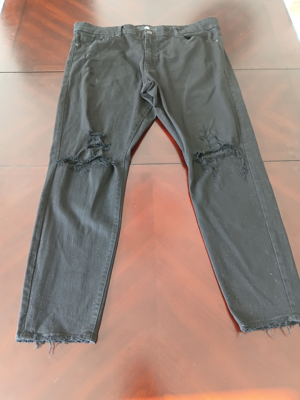 Jordan Craig Men's Black Distressed Slim Straight Denim Jeans Size 42x32